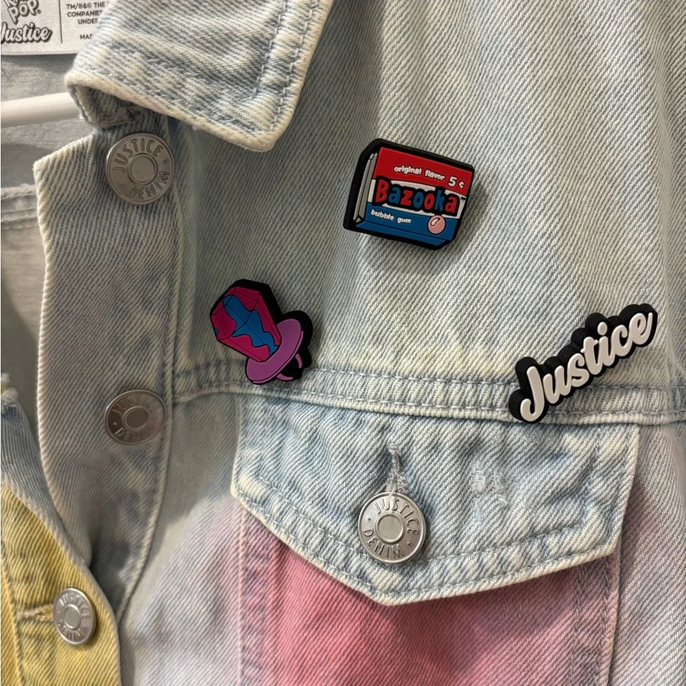 Justice Bazooka Ring Pop Colorful Denim Jacket‎